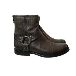 Frye Phillip Harness Women's Size 6.5 B Boots Brown Leather bootie Zip